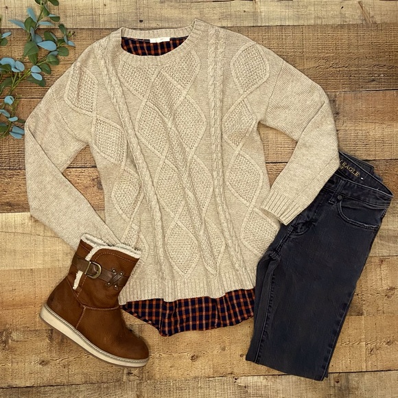 Sweaters - Argyle Sweater FRONT-Plaid Shirt Back PULLOVER💛ADORABLE